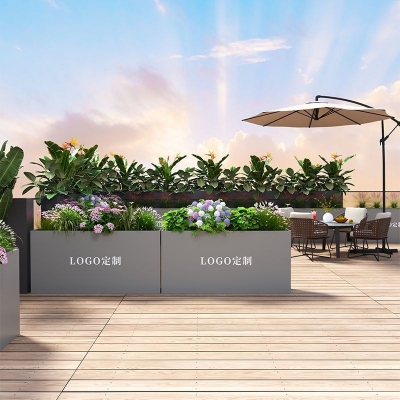 Galvanized Raised planter box, Planter Garden Boxes Outdoor, Rectangular Large Metal Vegetable Box flower box partition