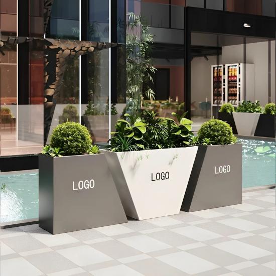 Outdoor wrought iron flower box combination, stainless steel Planter box outdoor partition, suitable for cafes, companies, rooftops and courtyards.