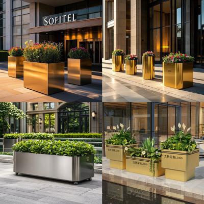 Outdoor wrought iron flower box combination, stainless steel Planter box outdoor partition, suitable for cafes, companies, rooftops and courtyards.