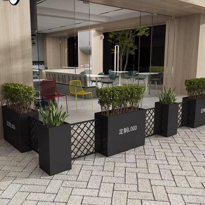 Outdoor wrought iron flower box mesh combination, stainless steel Planter box outdoor partition, suitable for cafes, companies, rooftops and courtyards.